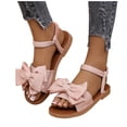 thumbnail image 1 of ZACPNCV Womens Flat Sandals Bow Design Round Toe Elastic Back Strap Comfort Summer, 1 of 9