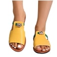 thumbnail image 1 of ZACPNCV Womens Flat Sandals Open Toe Slide Slippers Rhinestone Buckle Embellishment Plus Size Comfortable Beach Shoes Summer, 1 of 7