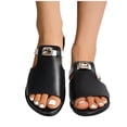 thumbnail image 1 of ZACPNCV Womens Flat Sandals Open Toe Slide Slippers Rhinestone Buckle Embellishment Plus Size Comfortable Beach Shoes Summer, 1 of 8