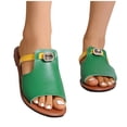 thumbnail image 1 of ZACPNCV Womens Flat Sandals Open Toe Slide Slippers Rhinestone Buckle Embellishment Plus Size Comfortable Beach Shoes Summer, 1 of 7