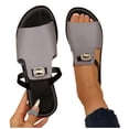 thumbnail image 1 of ZACPNCV Womens Flat Sandals Open Toe Slide Slippers Rhinestone Buckle Embellishment Plus Size Comfortable Beach Shoes Summer, 1 of 7