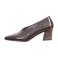thumbnail image 1 of ZACPNCV Womens French Style Pumps Pointed Toe Block Heel Vintage Leather Comfort Flats All Season, 1 of 8