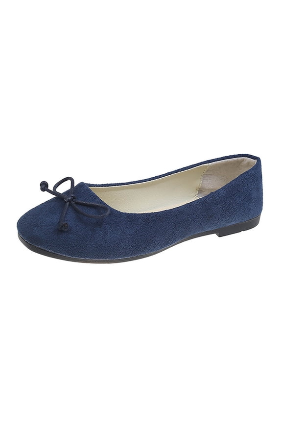 Womens French Style Suede Flats Bow Design Bright Color Comfort Casual Shoes