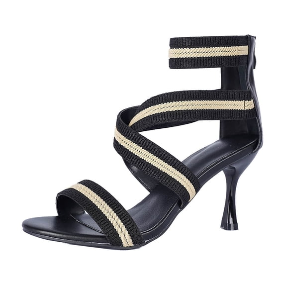 Lovskoo Womens Gladiator Heel Sandals Pointed Toe Ankle Strap Zipper Comfort Dress Shoes