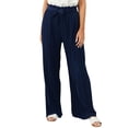 thumbnail image 1 of ZACPNCV Womens High Waisted Pleated Wide Leg Pants Elastic Waist with Self Tie Belt Flowy Casual Solid Long Trousers, 1 of 5