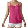 thumbnail image 1 of Lovskoo Womens Linen Blend Sleeveless Tank Top Adjustable Straps Front Back Pleated Detail Casual Summer Cami Slip Dress, 1 of 9