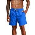 thumbnail image 1 of ZACPNCV Mens Swim Shorts with Lining Dstring Elastic Waist Solid Beach Shorts with Pockets Casual Summer, 1 of 9