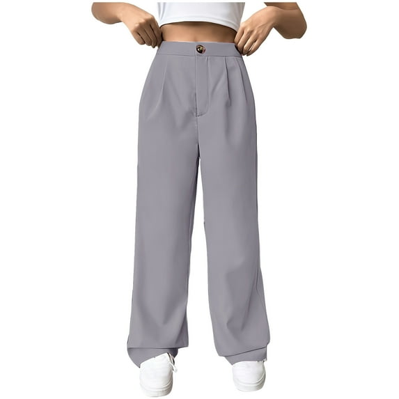 ZACPNCV Womens Loose Wide Leg Pants Casual Trousers High Waisted Loose Straight Leg Stylish Pants Suit Pants Gray