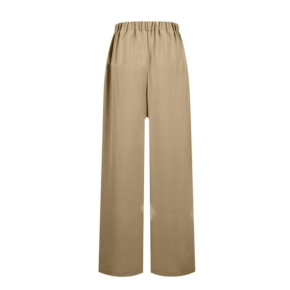ZACPNCV Womens Loose Wide Leg Pants Casual Wide Leg Pants Solid Waist Bandage Loose Long Pants With Pocket Gold