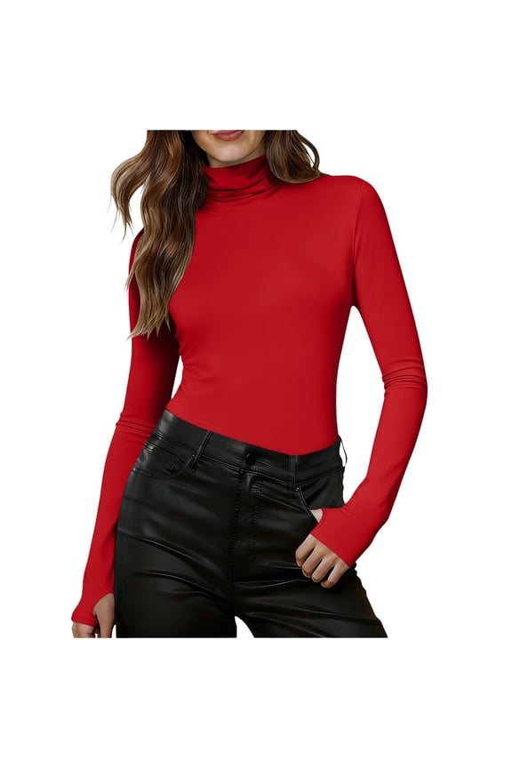 Womens Mock Neck Base Layer Top Long Sleeve Stretchy Slim Fit Essential for Fall Winter Layering