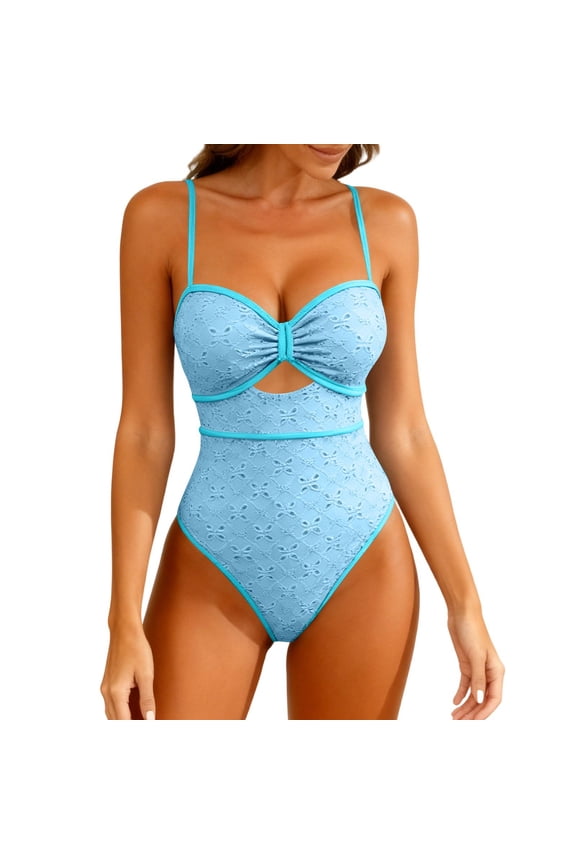 Womens One Piece Swimsuit Figure Flattering Slimming Bathing Suit with Contrast Panel Design for Beach Pool