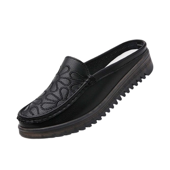 ZACPNCV Womens Plus Size Breathable Slides Round Toe Soft Sole Comfort Slip On Flats