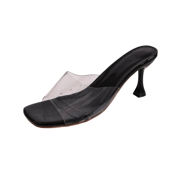 Lovskoo Womens Plus Size Clear Heel Pumps Square Toe Comfort Dress Shoes Spring Summer