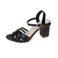 thumbnail image 1 of ZACPNCV Womens Plus Size High Heel Sandals Sequin Round Toe Block Heel Ankle Strap, 1 of 9