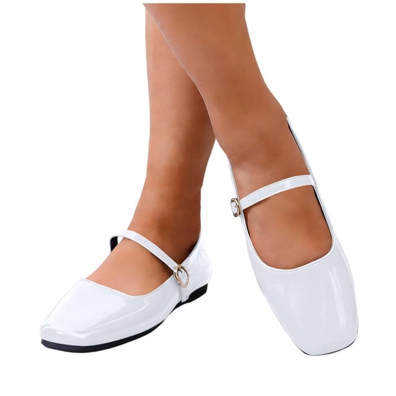 ZACPNCV Womens Plus Size Mary Jane Flats Buckle Strap Low Heel Comfort Casual Shoes Summer