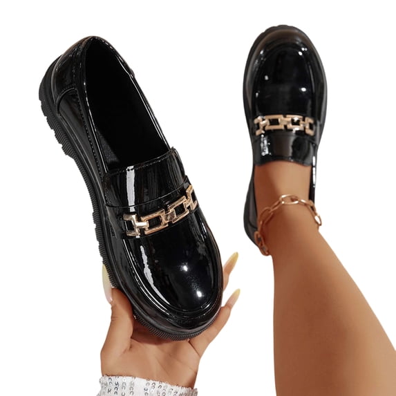 ZACPNCV Womens Plus Size Retro Loafers Round Toe Platform Low Heel Comfort Casual Shoes