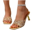 thumbnail image 1 of Lovskoo Womens Plus Size Sequin Pumps Square Toe Stiletto Height Increasing Dress Heels Summer, 1 of 9