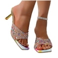 thumbnail image 1 of Lovskoo Womens Plus Size Sequin Pumps Square Toe Stiletto Height Increasing Dress Heels Summer, 1 of 9