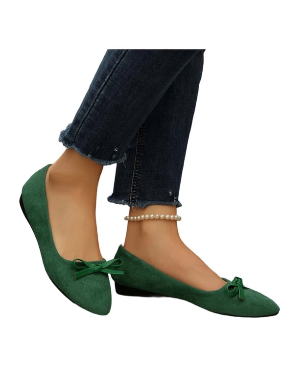Womens Plus Size Suede Flats Bow Wrap Around Strap Comfort Casual Shoes Spring Summer