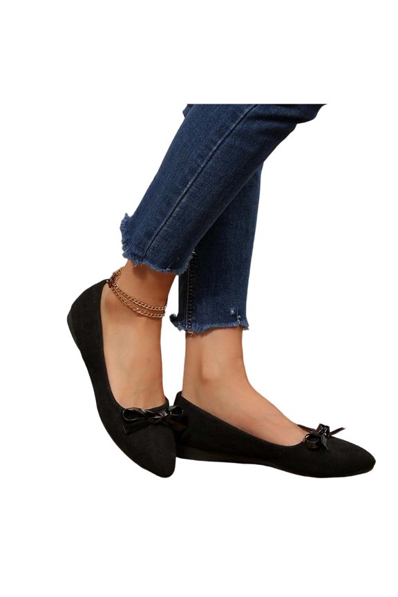 Womens Plus Size Suede Flats Bow Wrap Around Strap Comfort Casual Shoes Spring Summer