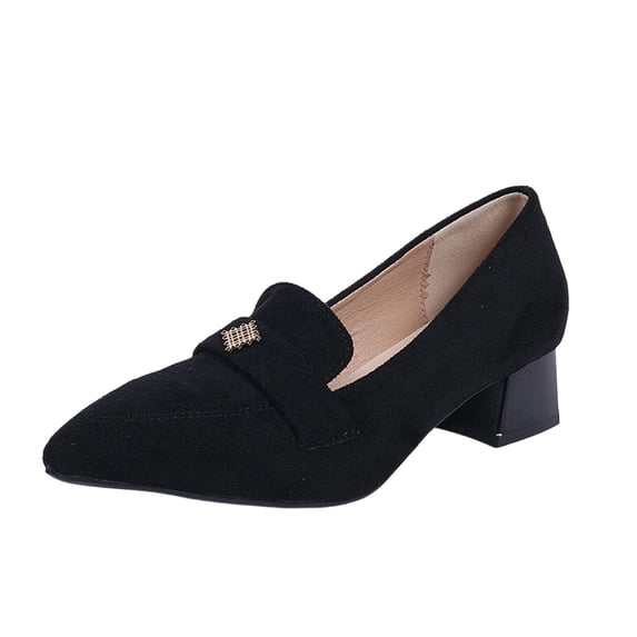 Lovskoo Womens Plus Size Suede Pumps Pointed Toe Block Heel Comfort Dress Shoes Spring Summer