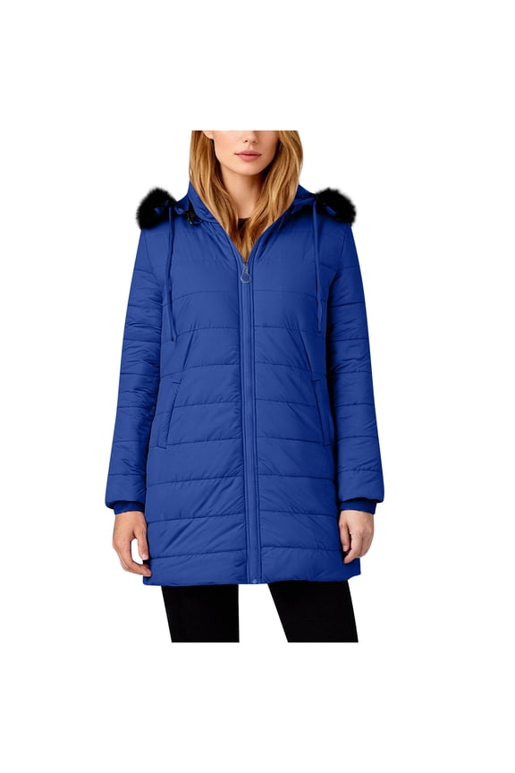 Womens Quilted Coat Long Sleeve Solid Color with Hood Stylish and Warm Outerwear for Fall Winter