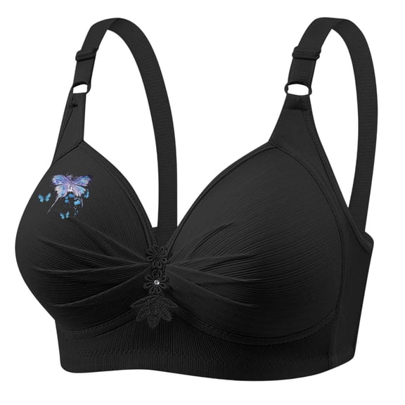 ZACPNCV Womens Seamless Bra No Underwire Comfort Push Up Bras Buttery Soft Wireless Bralette Full Coverage Sport Everyday Bra Black L