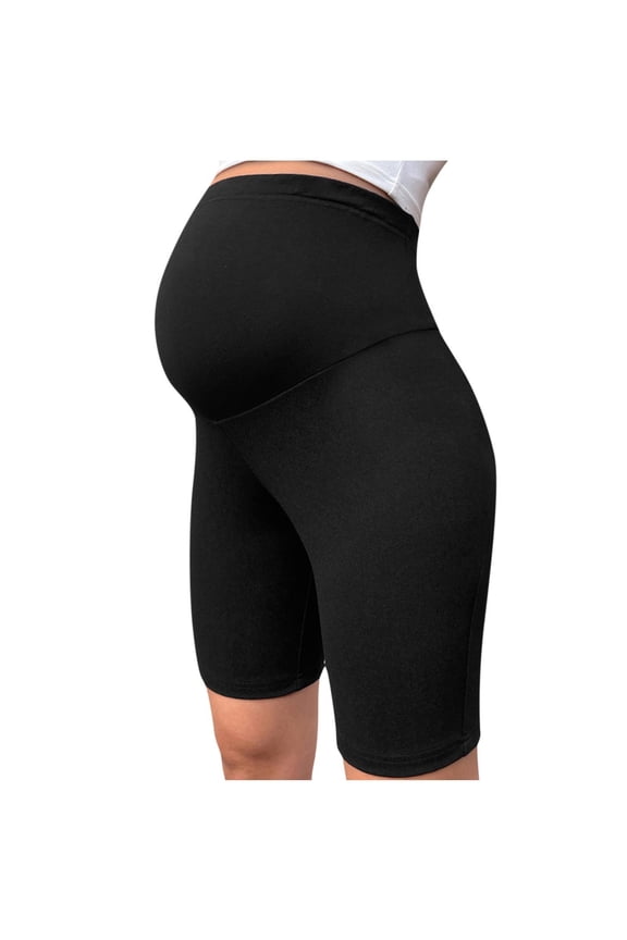 Womens Seamless Maternity Boyshort Underwear Over Bump, Pregnancy High Waisted Shapewear Panties for Support Belly Black L