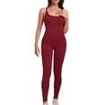 thumbnail image 1 of ZACPNCV Womens Seamless Yoga Jumpsuit Solid Built In Pads Cross Back Straps Shaping Dance Activewear Bodysuit, 1 of 6