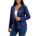 thumbnail image 1 of ZACPNCV Womens Sequin Hooded Cardigan Long Sleeve Solid Color Sparkling Casual Open Front Jacket for Evening, 1 of 9