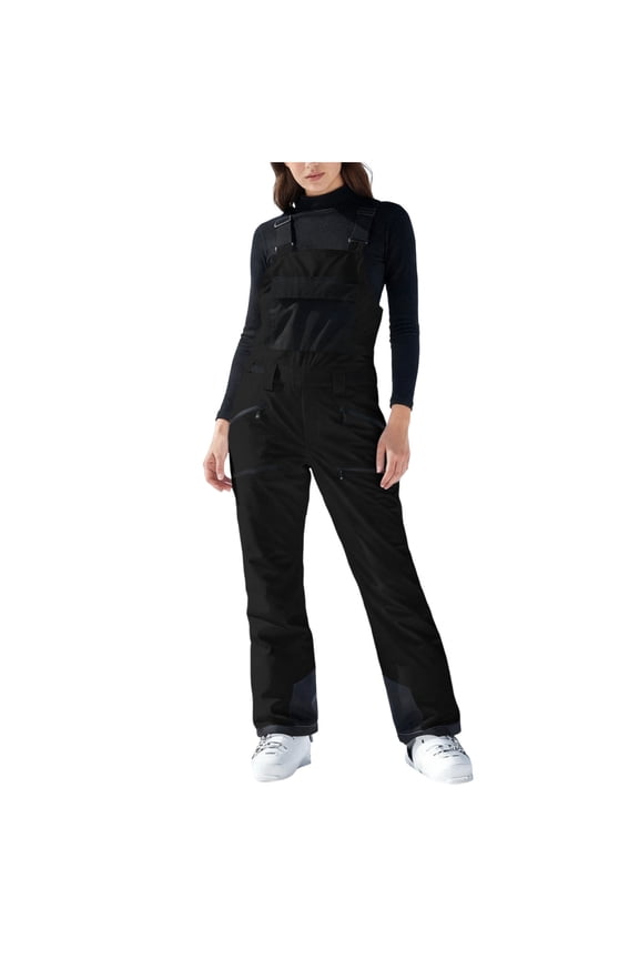 Womens Snow Pants Insulated Waterproof Winter Ski Bibs Overalls Snow Bibs Black S