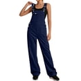 thumbnail image 1 of ZACPNCV Womens Solid Color Cargo Overalls Adjustable Spaghetti Strap Straight Leg Jumpsuit with Pockets Casual Romper, 1 of 8