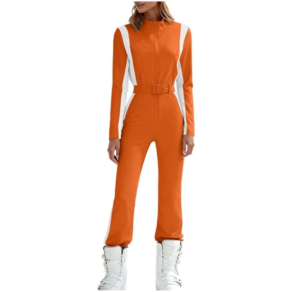 ZACPNCV Womens Solid Color Long Sleeve Bodysuit Fashion Yoga Jumpsuit High Neck Tummy Control Slimming One Piece Workout Wear