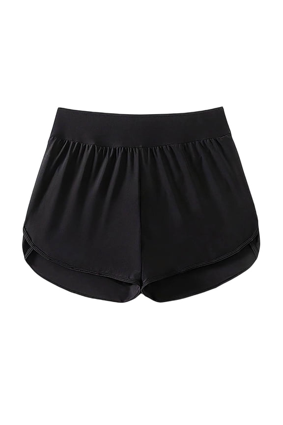 Womens Solid Color Swim Shorts Double Layer UPF 50 Sun Protection Modesty Beachwear Board Shorts Quick Dry