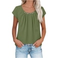 thumbnail image 1 of ZACPNCV Womens Solid Linen Short Sleeve Raglan Button Front Shirt Casual Round Neck Blouse for Everyday Relaxed Outfits, 1 of 8