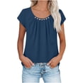 thumbnail image 1 of ZACPNCV Womens Solid Linen Short Sleeve Raglan Button Front Shirt Casual Round Neck Blouse for Everyday Relaxed Outfits, 1 of 8
