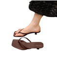 thumbnail image 1 of ZACPNCV Womens Square Toe Flip Flops Comfort Casual Beach Slides Summer Fall High Heel Sandals, 1 of 5