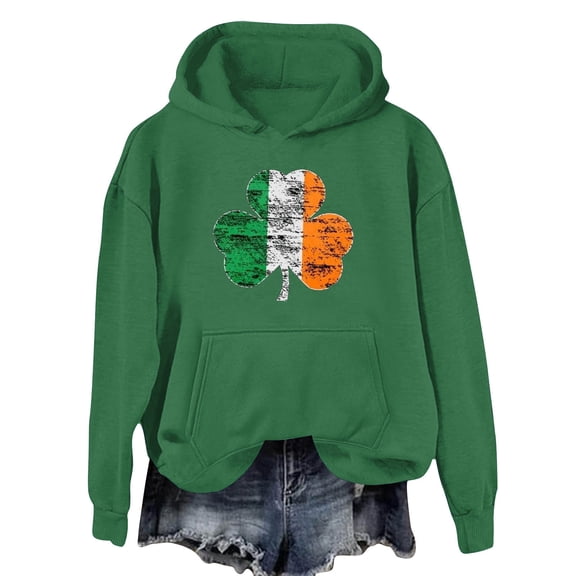 ZACPNCV Womens St Patricks Day Hoodie Long Sleeve Round Neck Holiday Print Casual Sweatshirt