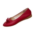 thumbnail image 1 of ZACPNCV Womens Vintage Bow Flats Pointed Toe Soft Leather Slip On Comfort Fairy Style Shoes, 1 of 9