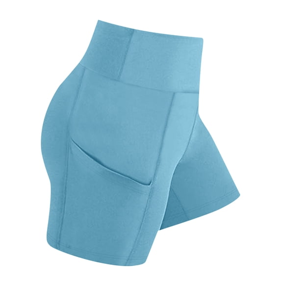 ZACPNCV Yoga Shorts with Pockets for Girls High Waisted Biker Shorts Hide Tummy Running Work Gym Tight Pants Athletic Shorts Blue 4-5 Years