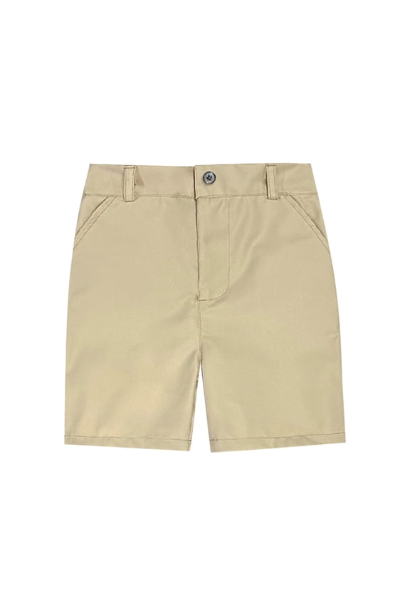 Youth Boys Golf Shorts Stretch School Uniform Clothes Kids Flat Front Dress Chino Twill Casual Shorts Pockets Khaki 11-12 Years