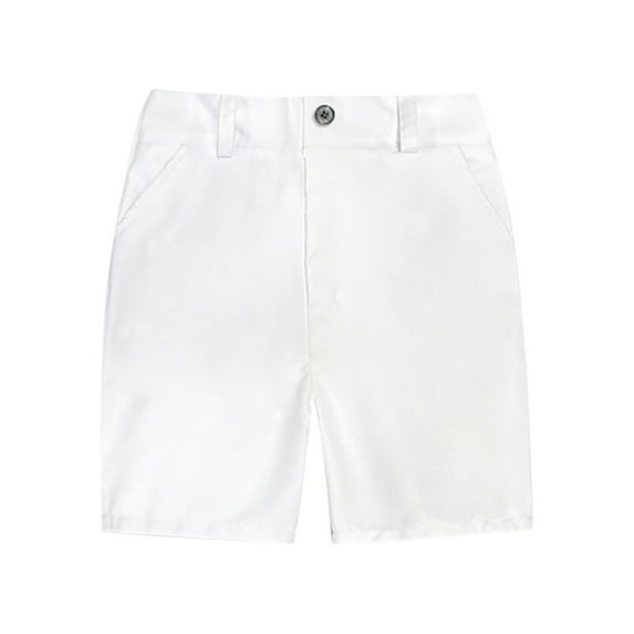 ZACPNCV Youth Boys Golf Shorts Stretch School Uniform Clothes Kids Flat Front Dress Chino Hybrid Twill Casual Shorts Pockets White 3-4 Years