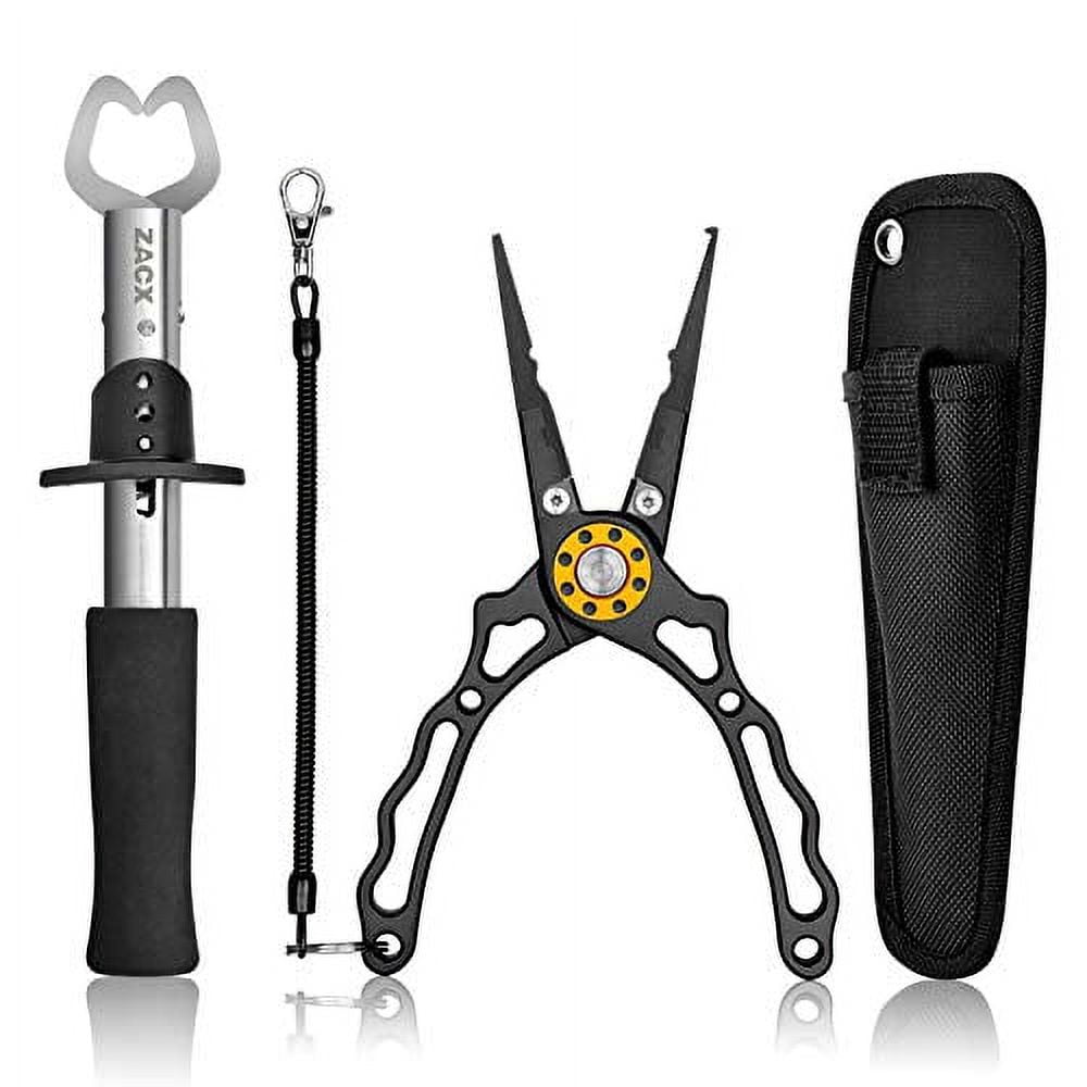 ZACX Fishing Pliers, Fish Lip Gripper Upgraded Muti-Function Fishing Pliers  Hook Remover Split Ring,Fly Fishing Tools Set,Ice Fishing,Fishing Gear, Fishing Gifts for Men (Package B) 