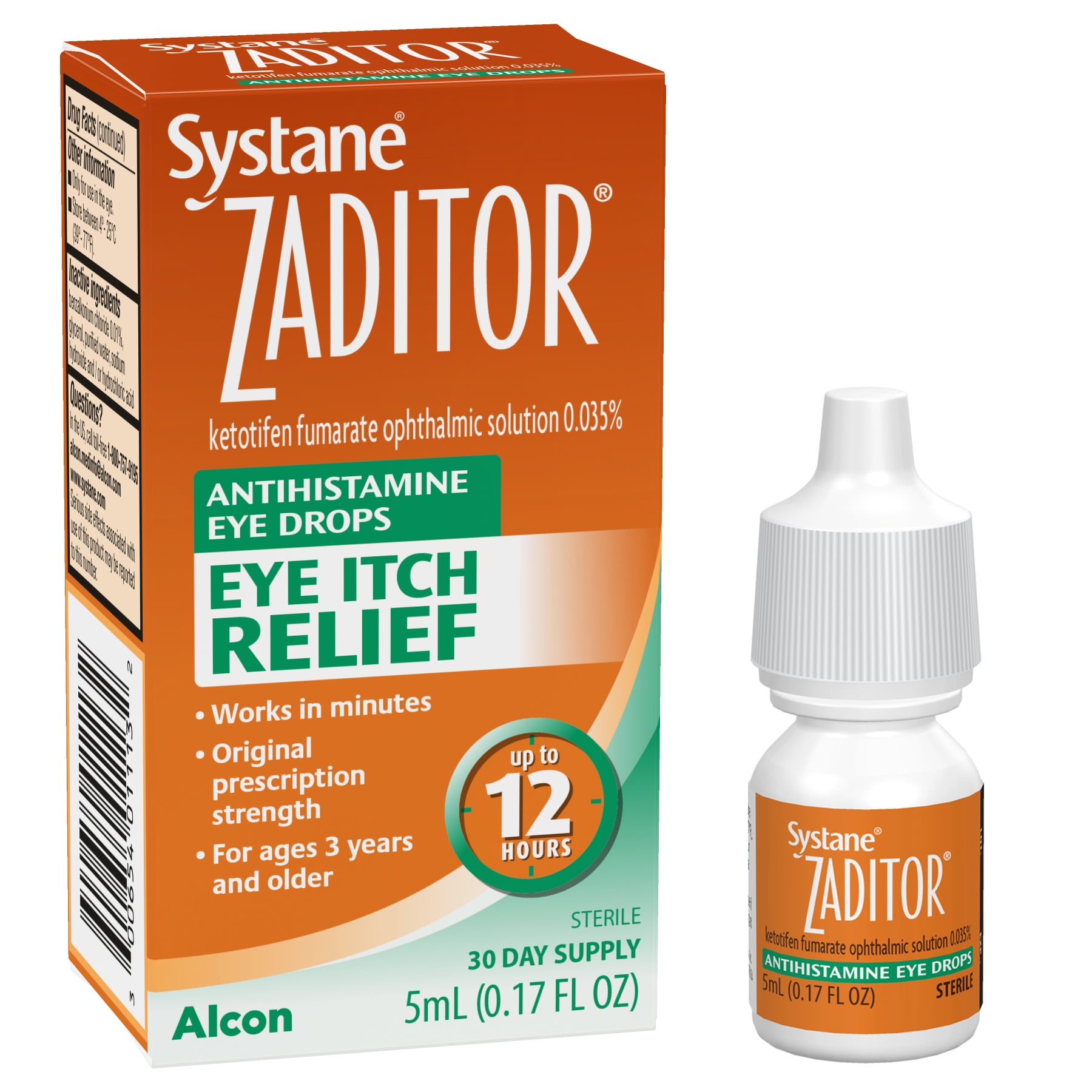 Systane Zaditor Antihistamine Eye Drops for Eye Allergy Itch Relief for
