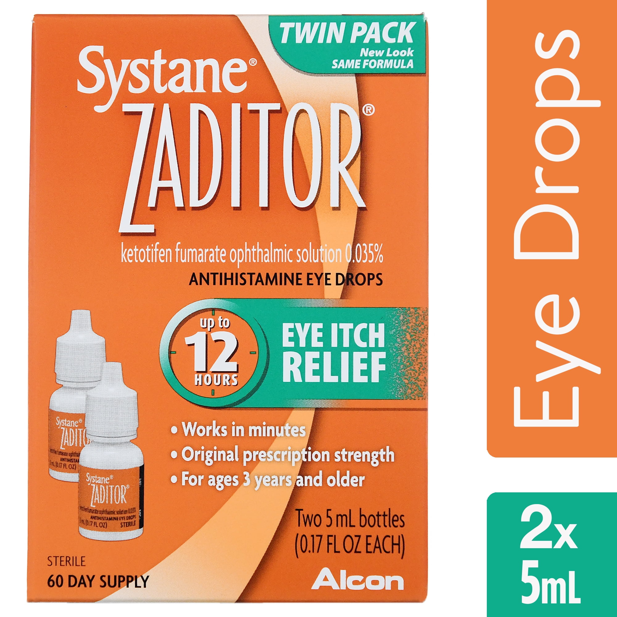 Systane Zaditor Antihistamine Eye Drops for Daily Eye Allergy Itch