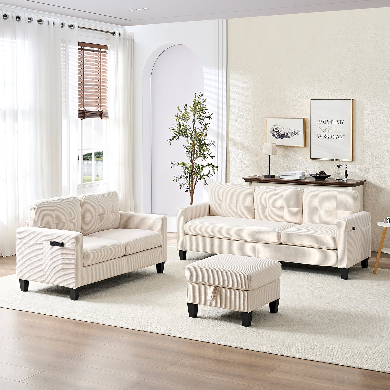 ZAFLY 2 Piece Sectional Sofa Sets, Living Room Furniture Set, Couch and ...