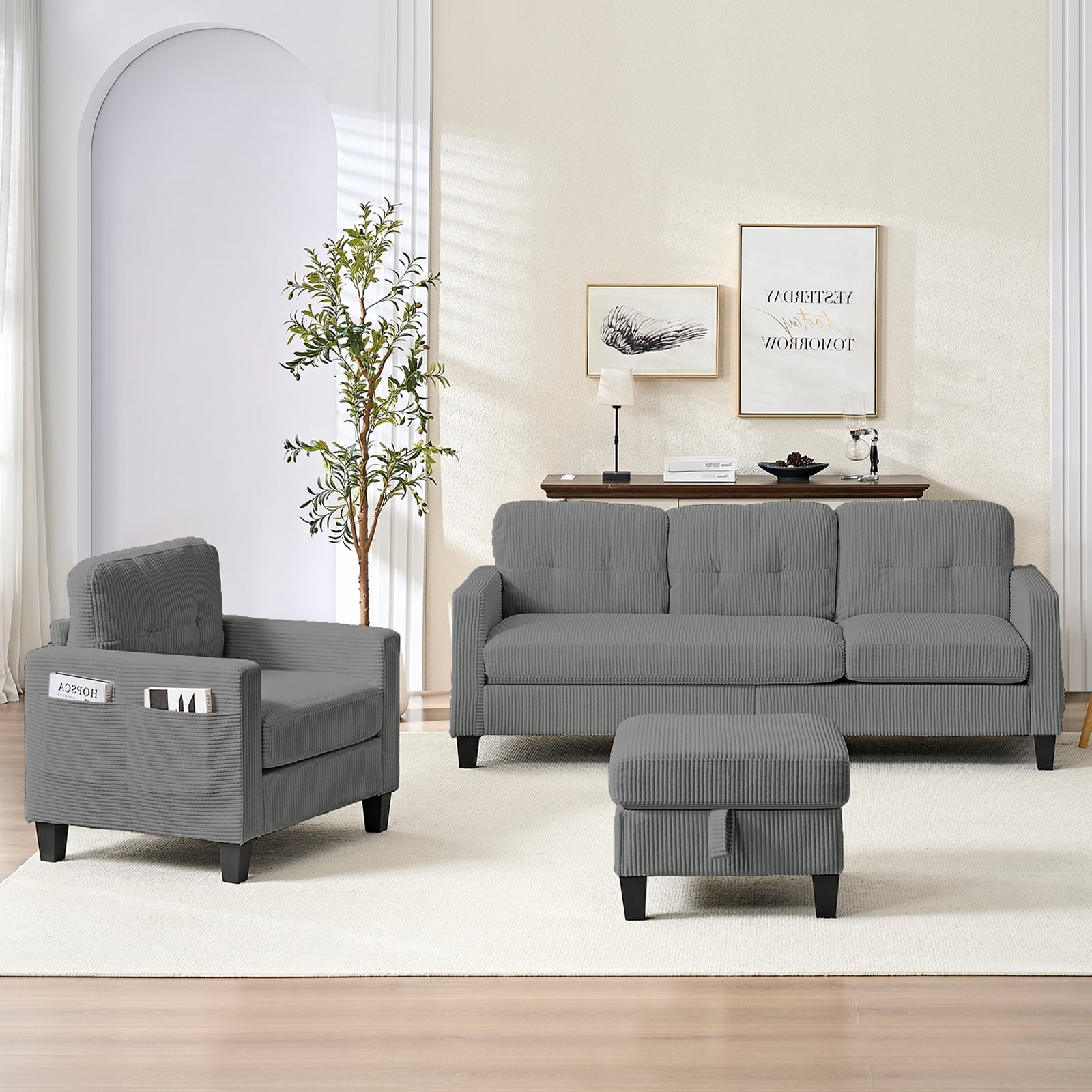 ZAFLY 2 Piece Sofa Sets, Living Room Furniture Set, Include Sectional ...