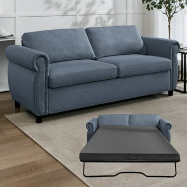 ZAFLY 2-in-1 Full Size Pull Out Sofa Bed | Convertible Loveseat with Mattress | Sleeper Sofa Couch for Living Room - Grey