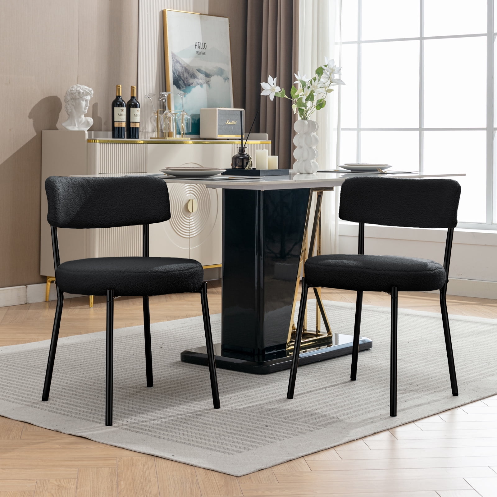 ZAFLY 20”Counter Height Bar Stools, Teddy Fleece Velvet Dinning Chair