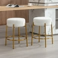 thumbnail image 1 of ZAFLY 24”Counter Height Bar Stools, Modern Velvet Bar Stools, Dinning Chair with Steel Legs for Kitchen Island - White, Set of 2, 1 of 6